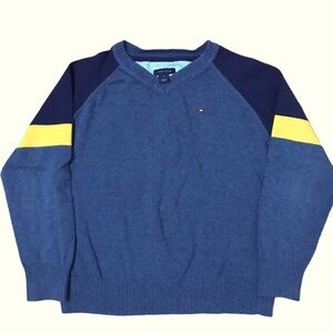 TOMMY HILFIGER BLUE V NECK KIDS PULLOVER SWEATER